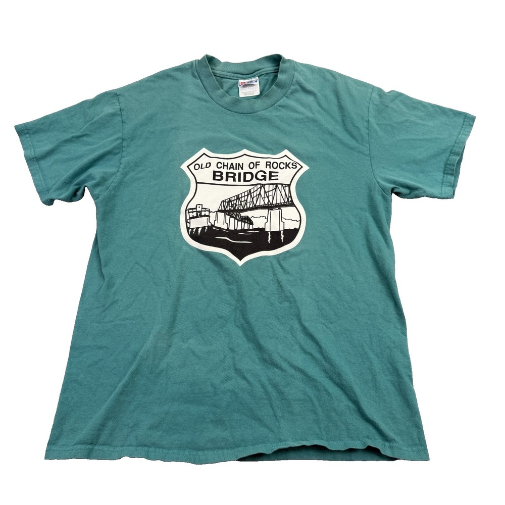 Vintage Old Chain of Rocks Bridge T Shirt Mens Size Large Hanes Beefy-T St Louis
